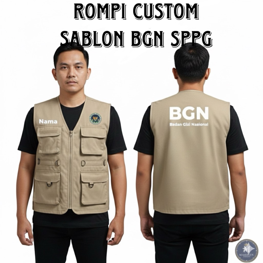 Rompi Dewasa Custom Sablon Logo BGN SPPG Sablon DTF