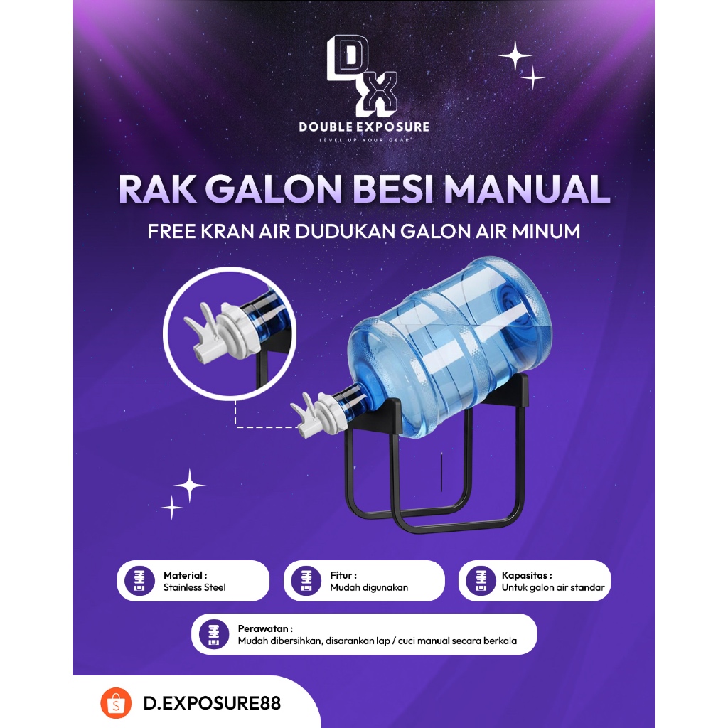 RAK GALON BESI MANUAL FREE KRAN AIR DUDUKAN GALON AIR MINUM BENTUK U GRATIS KRAN