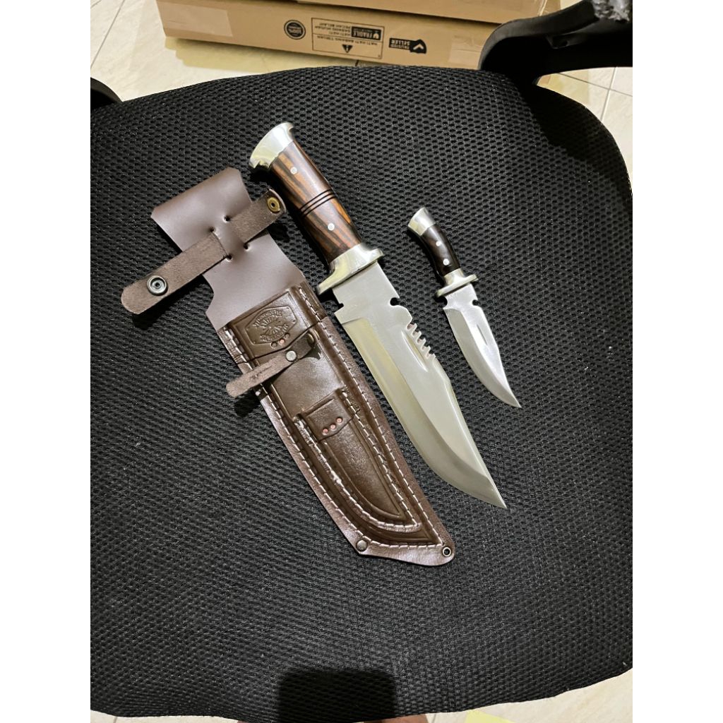 Pisau Rambo Survival Outdoor Baja Per – Full Tang Siap Pakai + Pisau Anak | Camping, Hiking