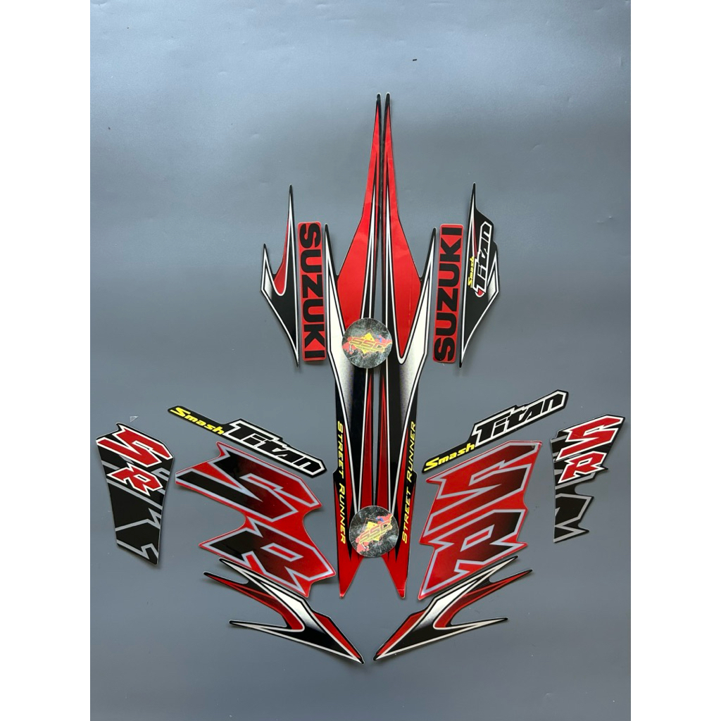 STRIPING STIKER SMASH TITAN SR 2012 HITAM MERAH