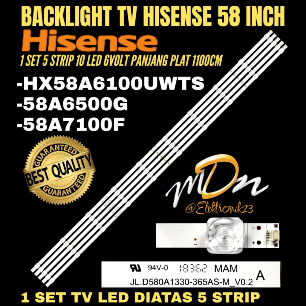 BACKLIGHT TV LED HISENSE 58 INCH HX6100UWTS 58 A6500G- 58A7100F BACKLIGHT TV 58 INCH HISENSE
