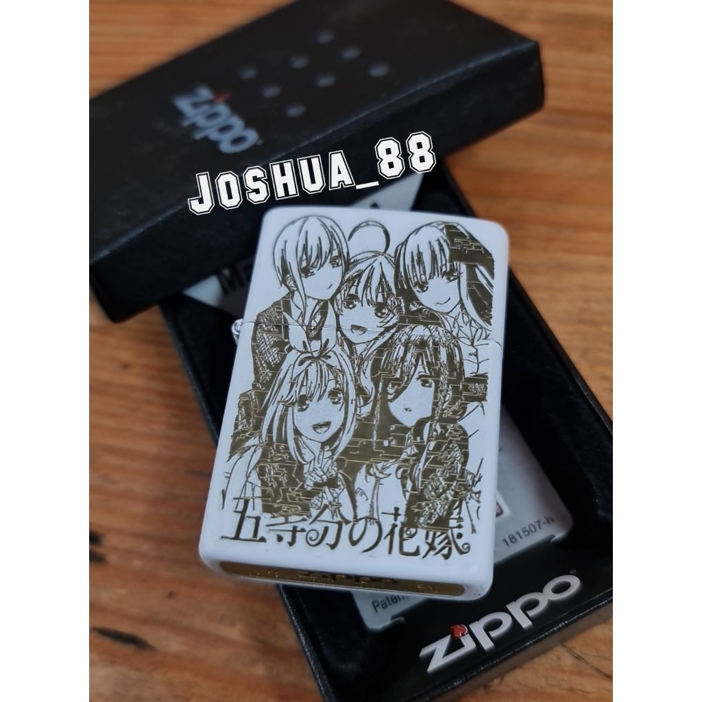 Zippo Custom Korek Api Ukir Anime Goutobun No Hanayome White Matte