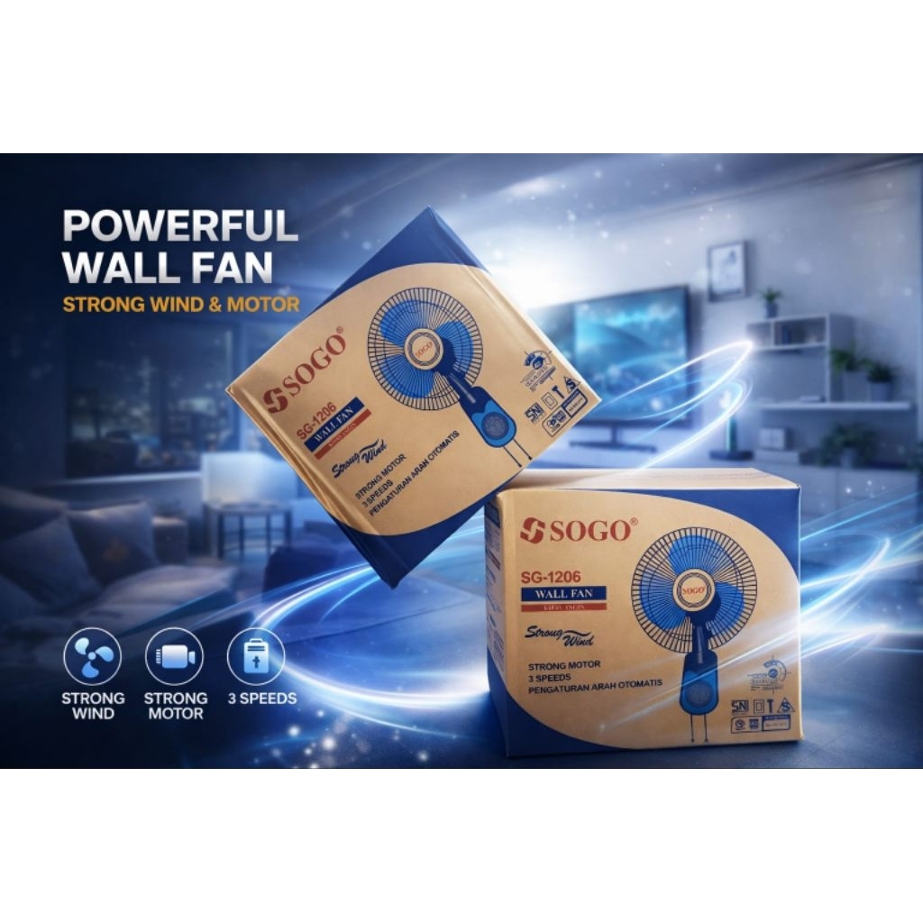 Kipas angin dinding/wall fan Mastap by Sogo 12 inch