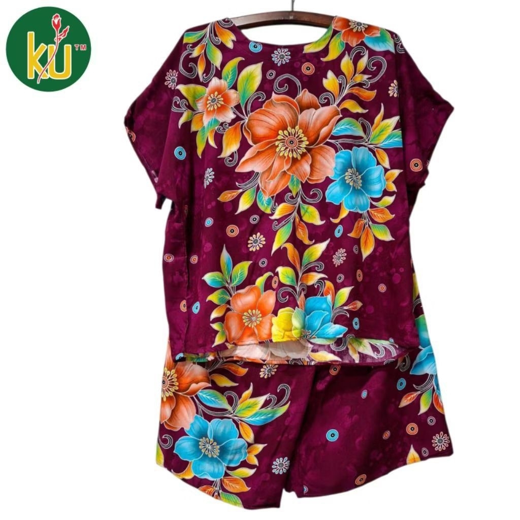 Batik Kencana Ungu Setelan Label Biru