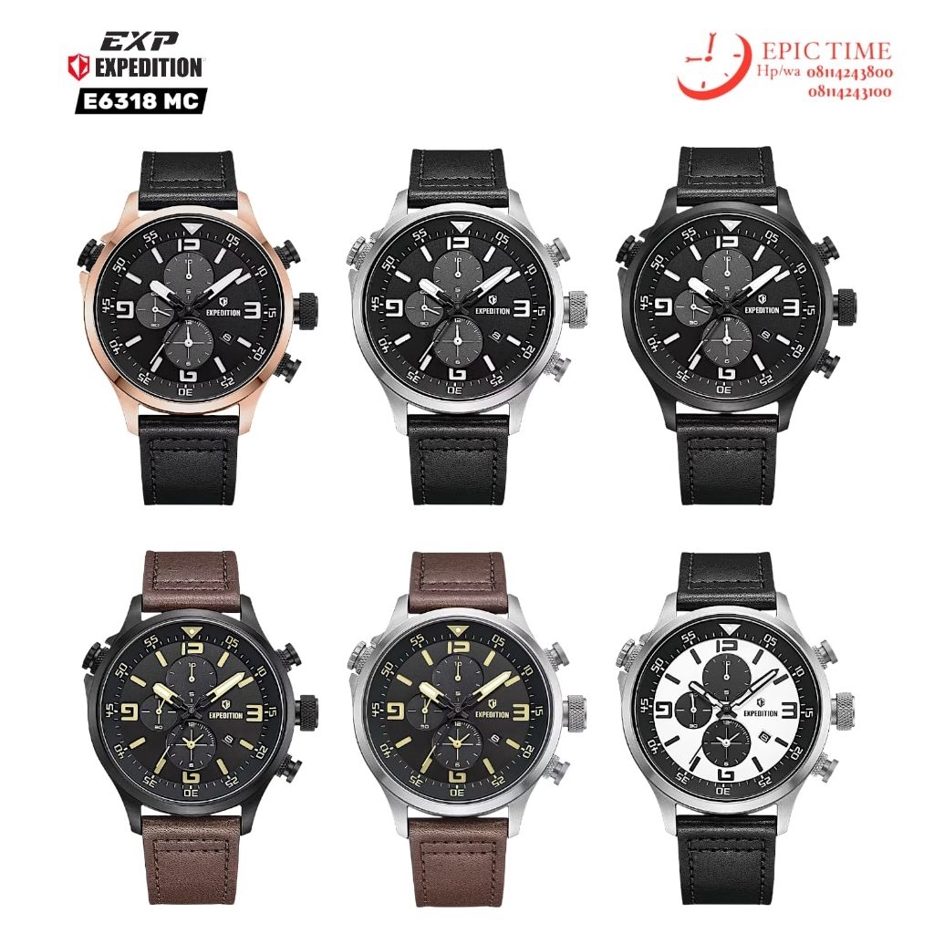 Jam Tangan Pria Expedition 6318 E6318 EXP6318 Tali Kulit