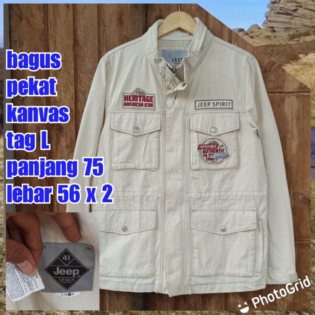jaket parka army military putih m65 fashion kanvas jeep