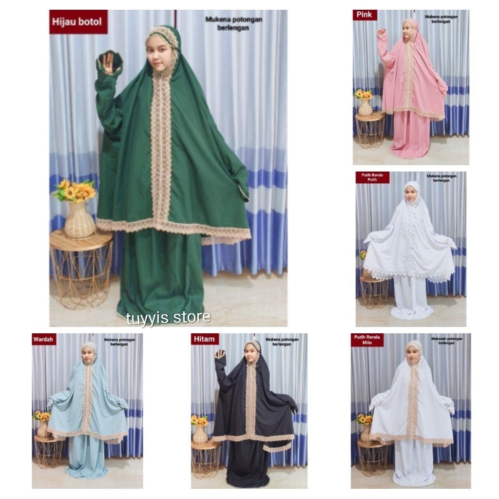 Mukena Mumtaz 2 in 1 Berlengan Motif Renda Gyper Mewah Rukuh Potongan Motif Renda Dewasa