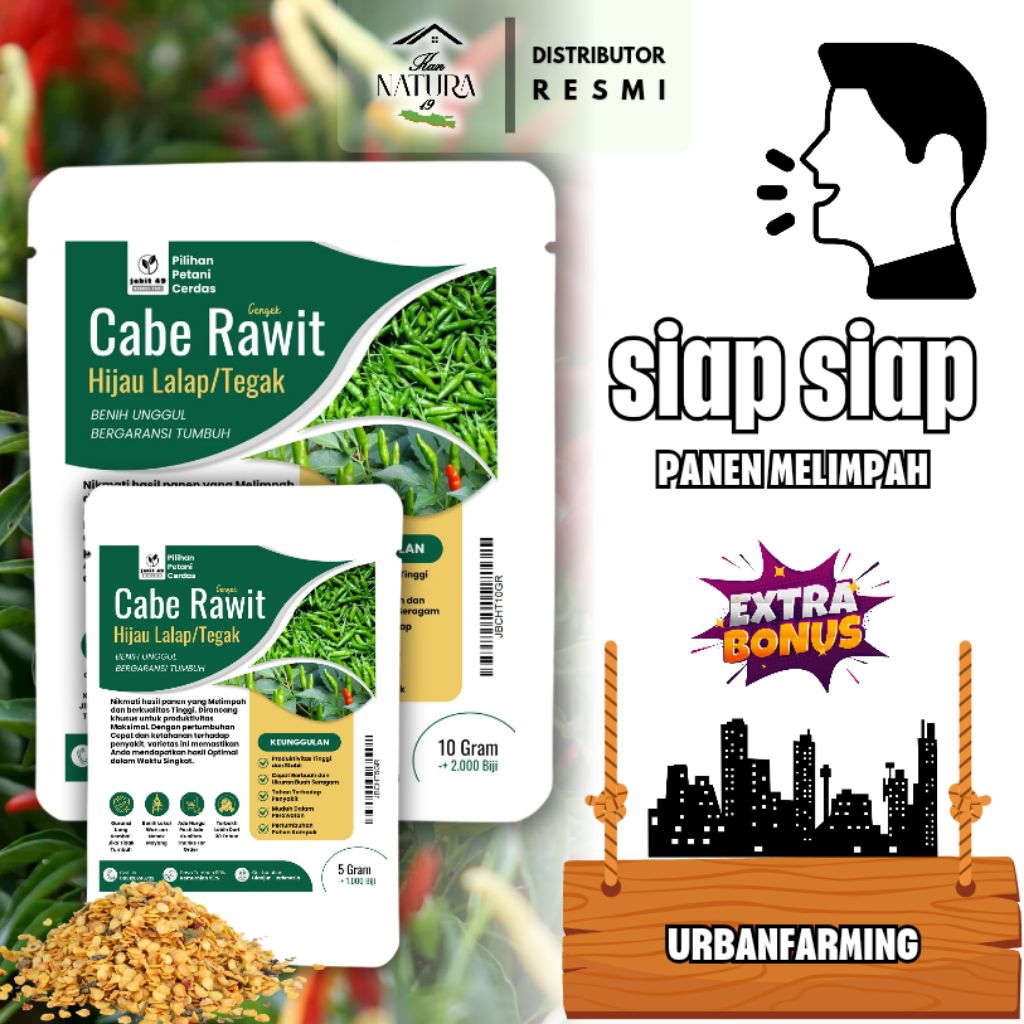 Jabit Benih Cabe Rawit Hijau Tegak  lokal Pilihan 5 gr 10 gr