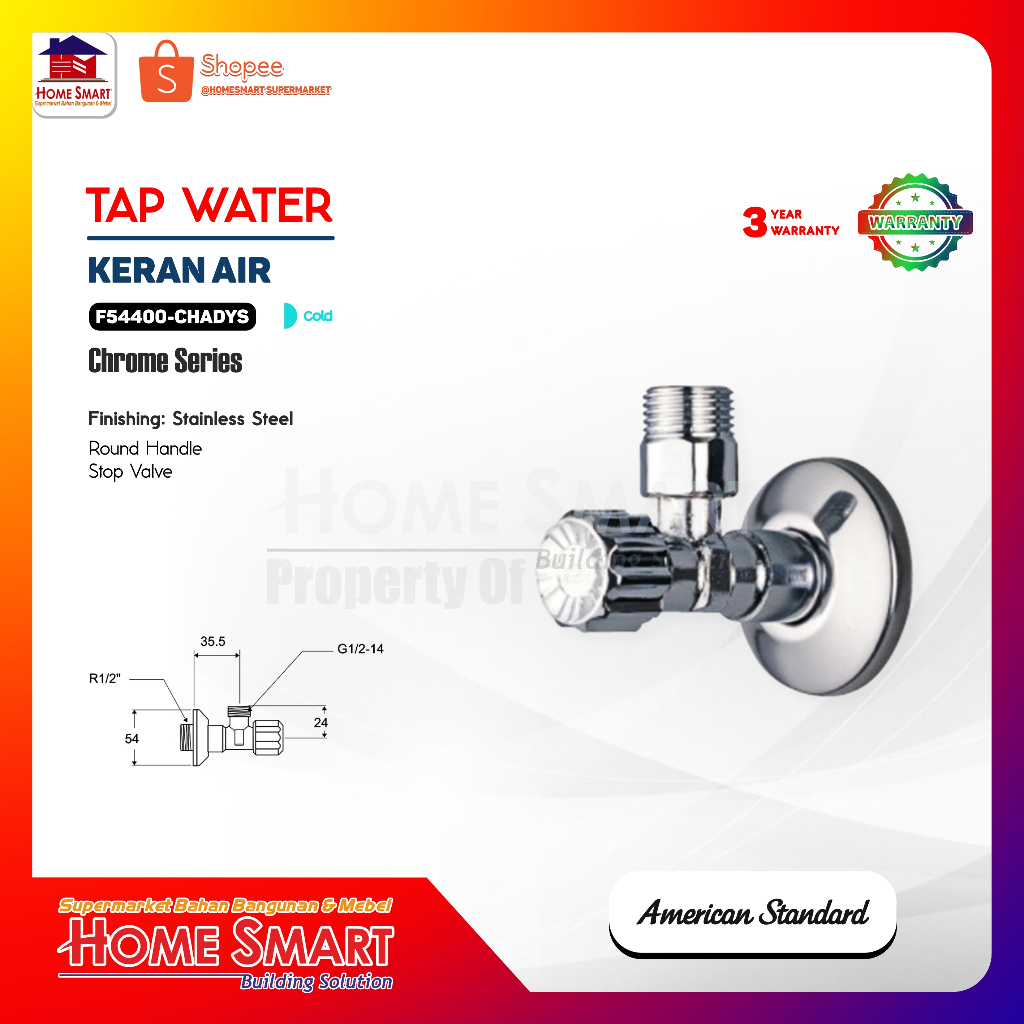 American standard Stop Kran Stainless F54400-CHADYS