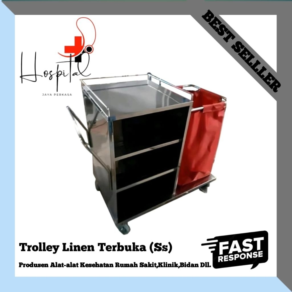 Trolley Linen Terbuka (Ss) Rumah Sakit,Klinik, Puskesmas,Bidan,Dll.