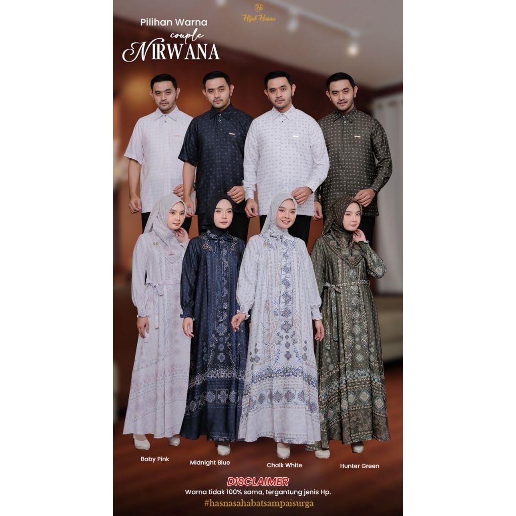 PO (ORDER VIA -CHAT) Sarimbit Nirwana Couple Series - by Hasna Hijabku