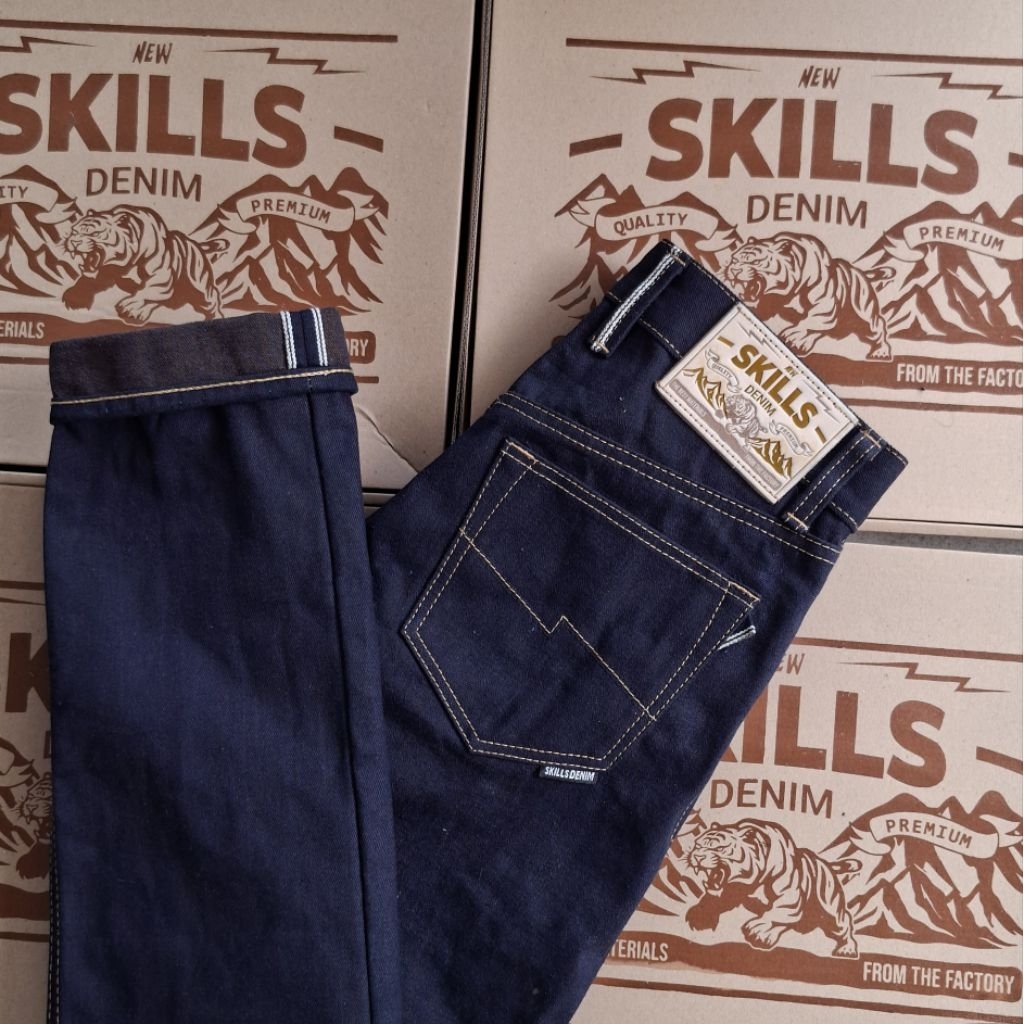 SKILLS DENIM selvedge original brown weft 17oz unsanforized raw denim heavyweight