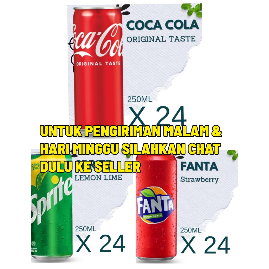 COCA COLA / SPRITE / FANTA KALENG 1 dus isi 24 kaleng - 250 ML