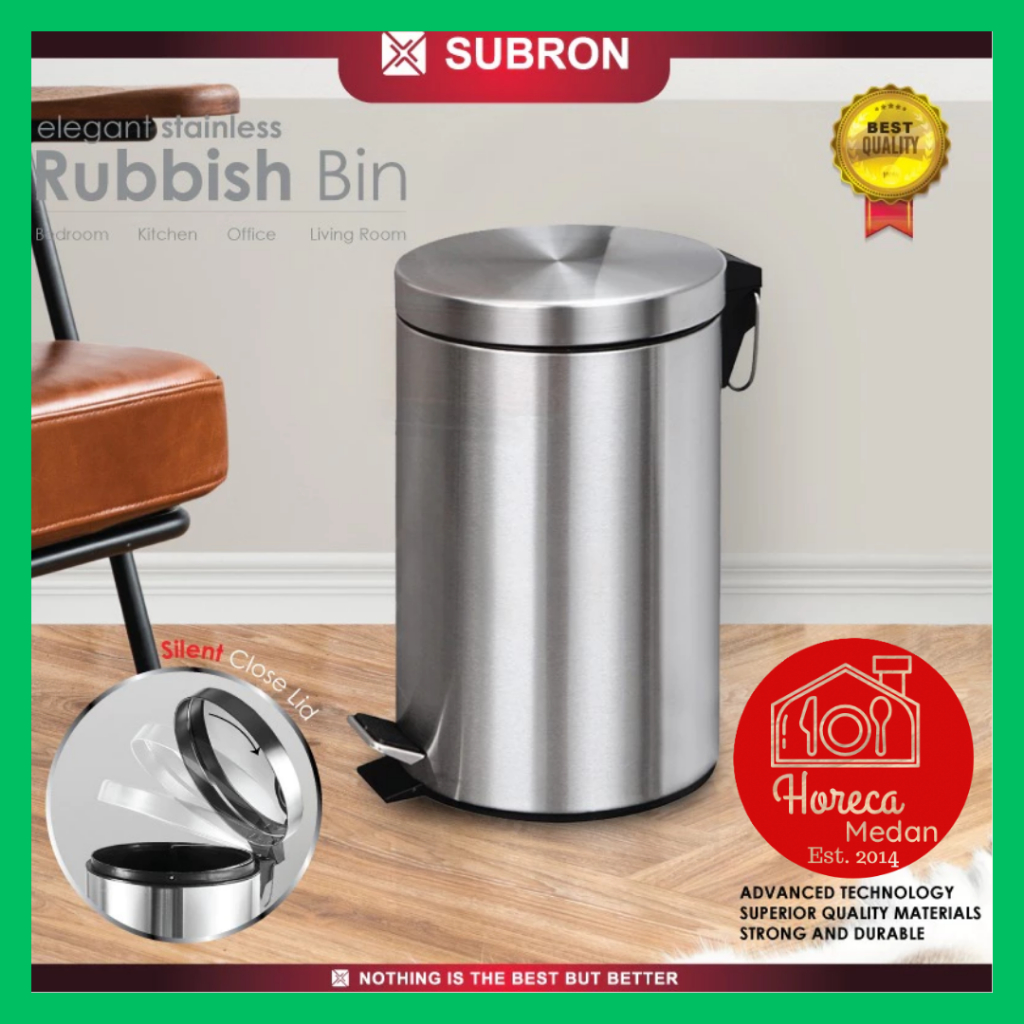 SUBRON -Tempat tong sampah stainless / Dust Bin injak stainless injak / Rubbish bin stainless injak 
