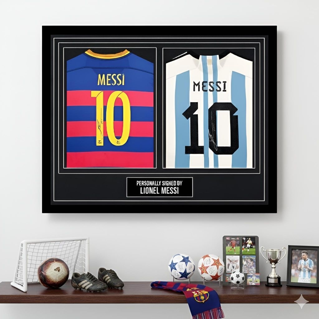 Frame Jersey Lionel Messi Barcelona Argentina Replika Frame Jersey