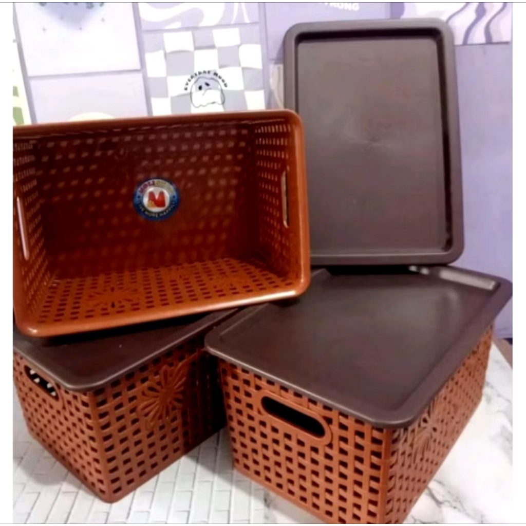 Keranjang tutup serbaguna MILO / Keranjang wadah Plastik