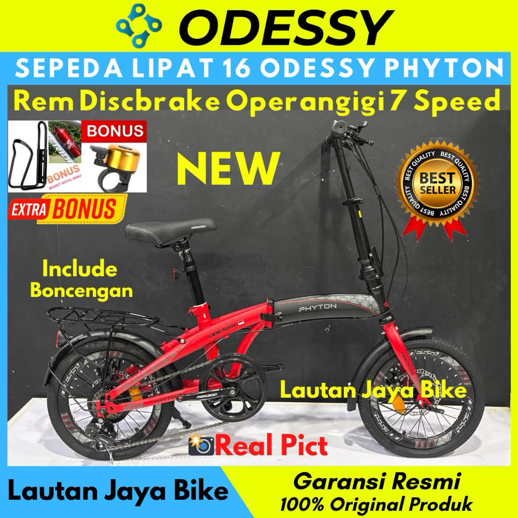 Sepeda Lipat 16 Odessy Phyton Boncengan 7 Speed Terbaru.