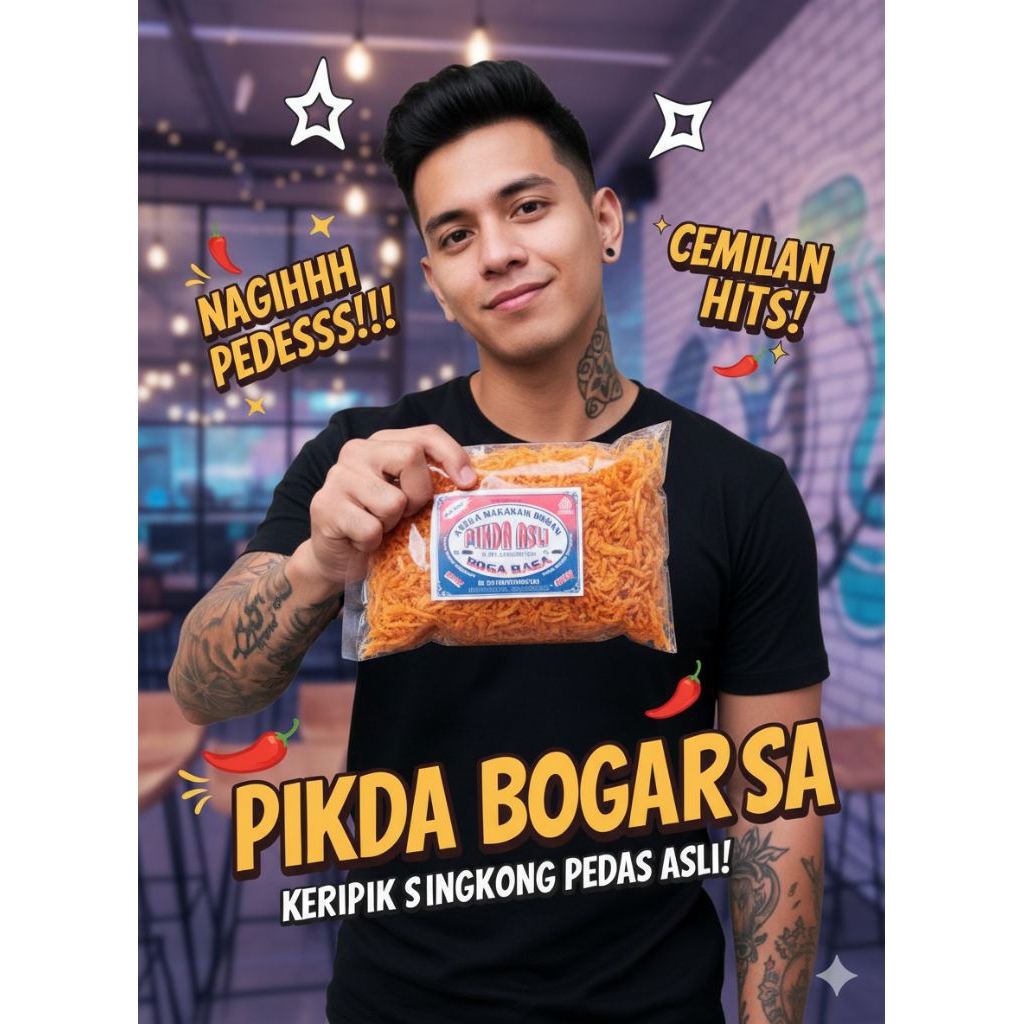 1 Kg Pikda Asli Bogarasa Keripik Singkong Pedas
