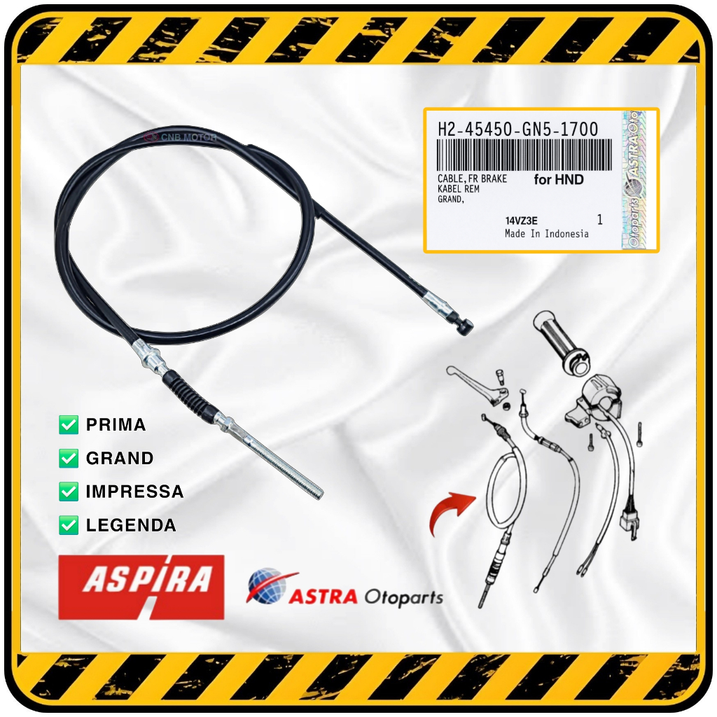 Tali Kabel Rem Tromol Depan Honda ASTREA PRIMA GRAND LEGENDA IMPRESSA dsb by ASPIRA / FEDERAL / MAX1