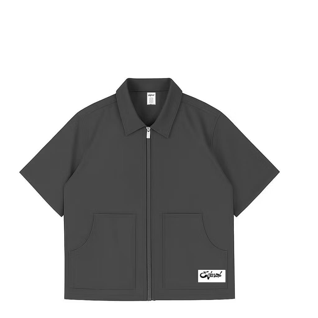 kemeja workshirt Zipper ( polos )