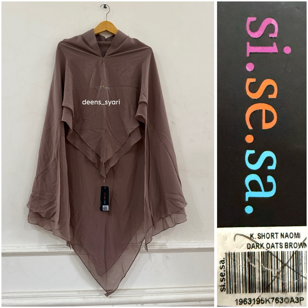 khimar sisesa short naomi hitam coklat