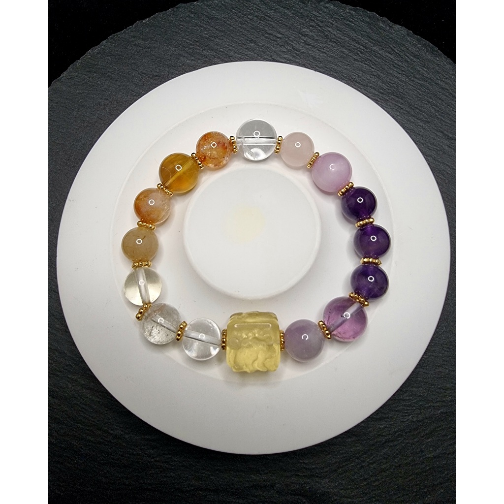 Gelang Batu Mix Crystal Quartz Full Natural Bead 9 Tails Fox HQ 9-11mm F1459