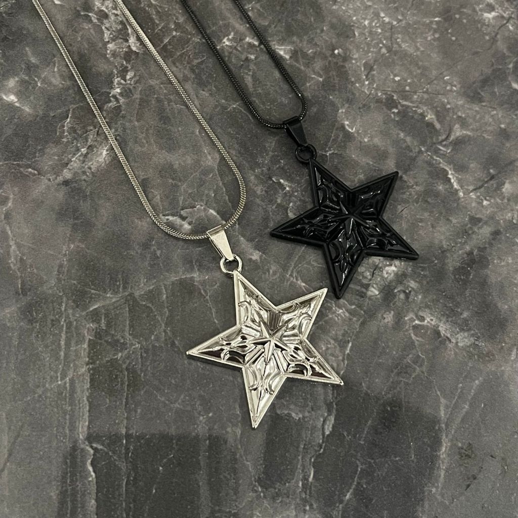 Kalung Bintang Kalung Titanium Pria Model Bulat Elegan Pria Dan Wanita