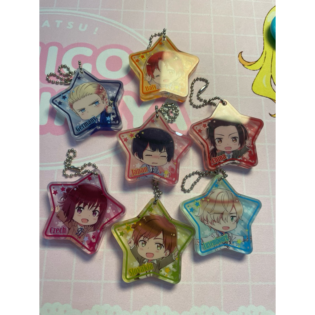 Hetalia world Stars Acrylic Keychain Ganci Germany Italy China Japan Luxemborg Slovakia Czech