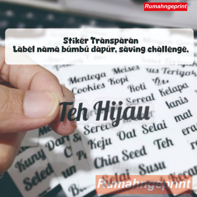 1 set Stiker Label Bumbu Dapur Transparan Tahan Air, Waterproof, Praktis