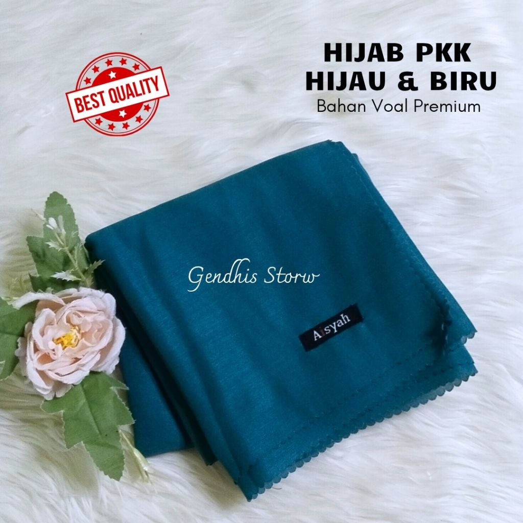 Hijab Hijau & Biru PKK Segiempat Hijau Emarald Biru Tosca Bahan Voal Premium