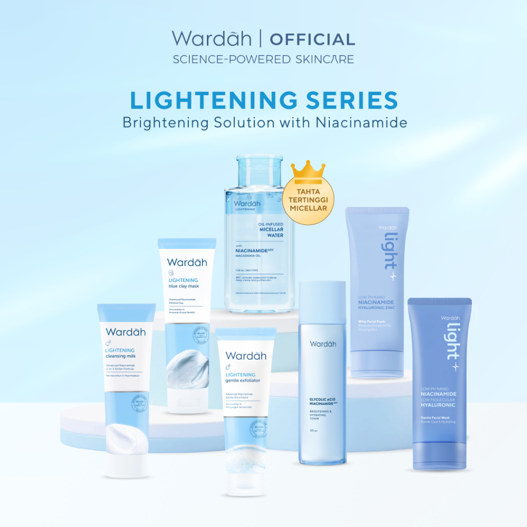WARDAH Lightening All Series Lengkap - Micellar Gentle Wash, Whip Facial Foam, Oil-Infused Micellar 