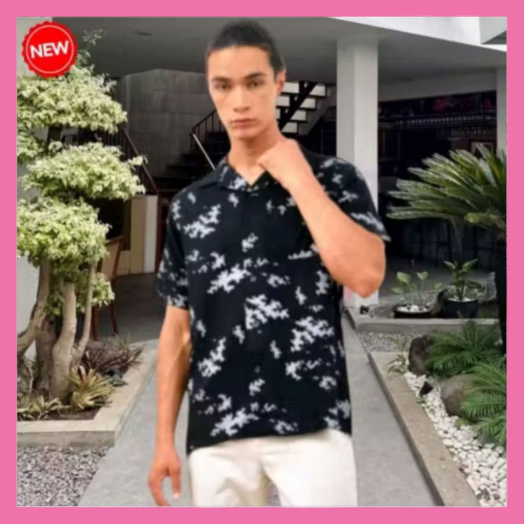 Kemeja Pria M231 Printing Hawai Lengan Pendek Kasual