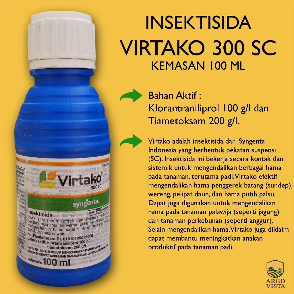 VIRTAKO 300 SC INSEKTISIDA Kemasan 100 ml Obat Hama Syngenta Serangga Pertanian Wereng Sundep Ulat