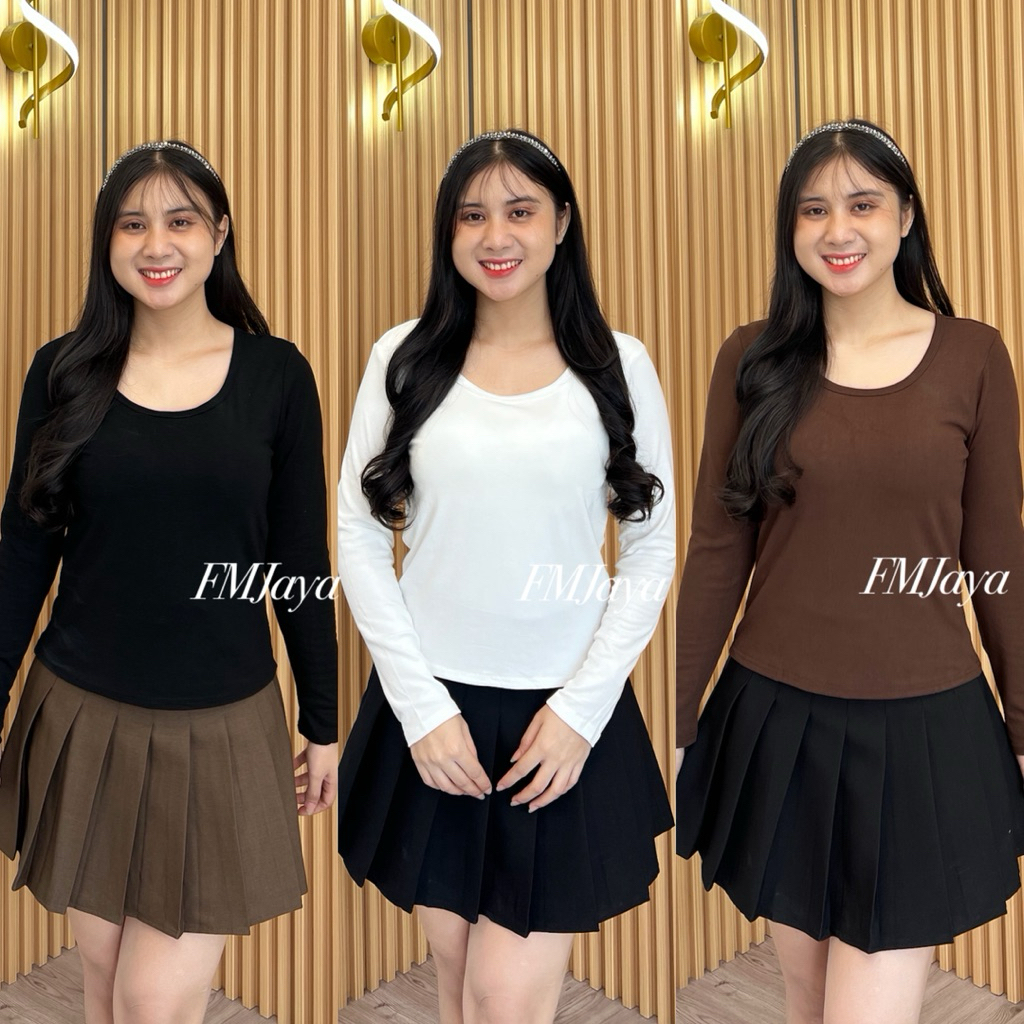 KAOS WANITA + CUP BRA 5315 || KAOS LENGAN PANJANG || ATASAN PREMIUM || KAOS POLOS WANITA FASHION