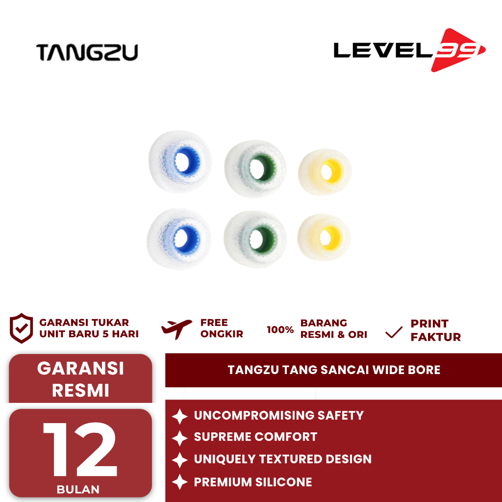 Tangzu Tang Sancai Wide Bore Eartips Replacement for Earphone IEM - 1 Pair S 10.9mm - Eartips TANGZU