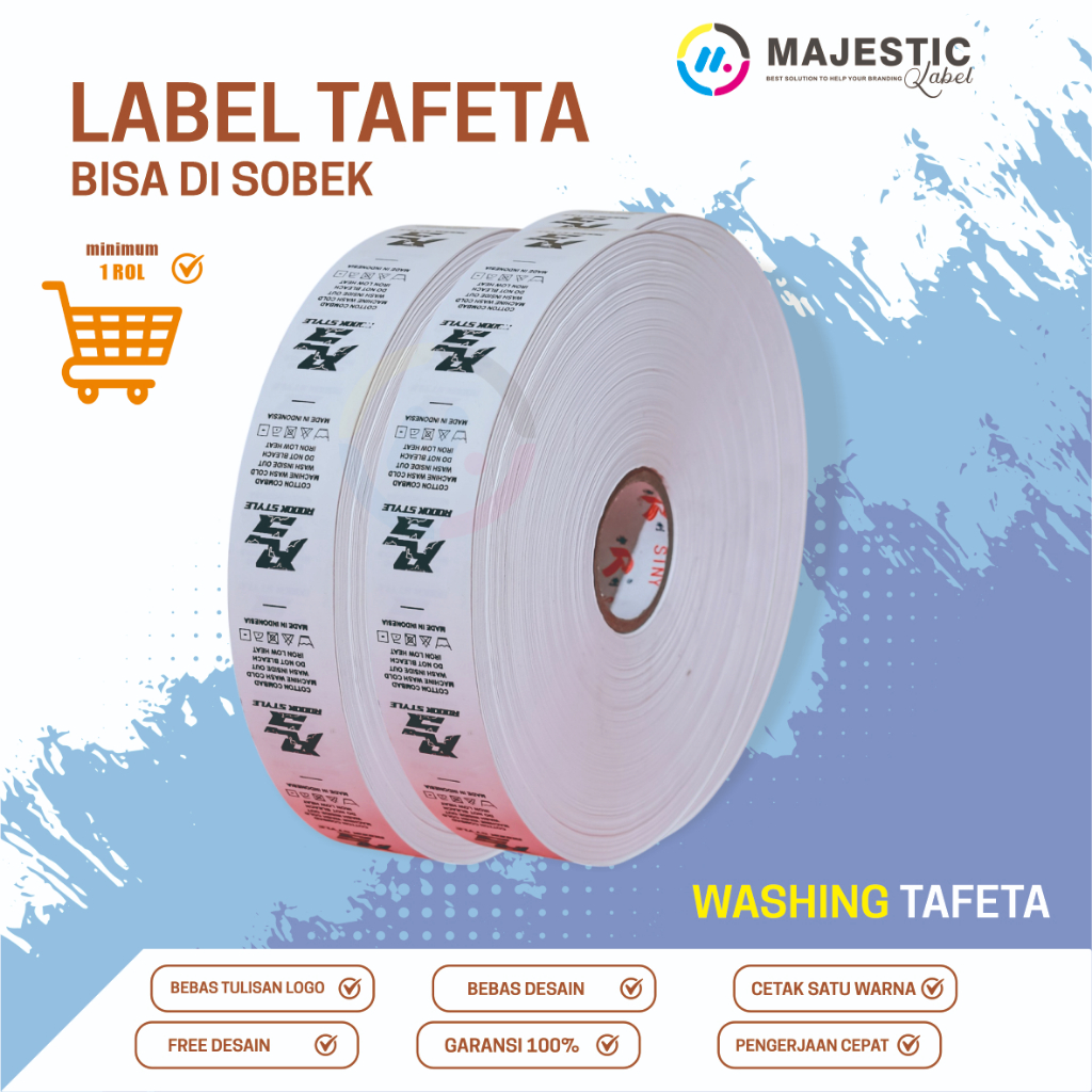 tafeta label + label baju tafeta + washing + label baju