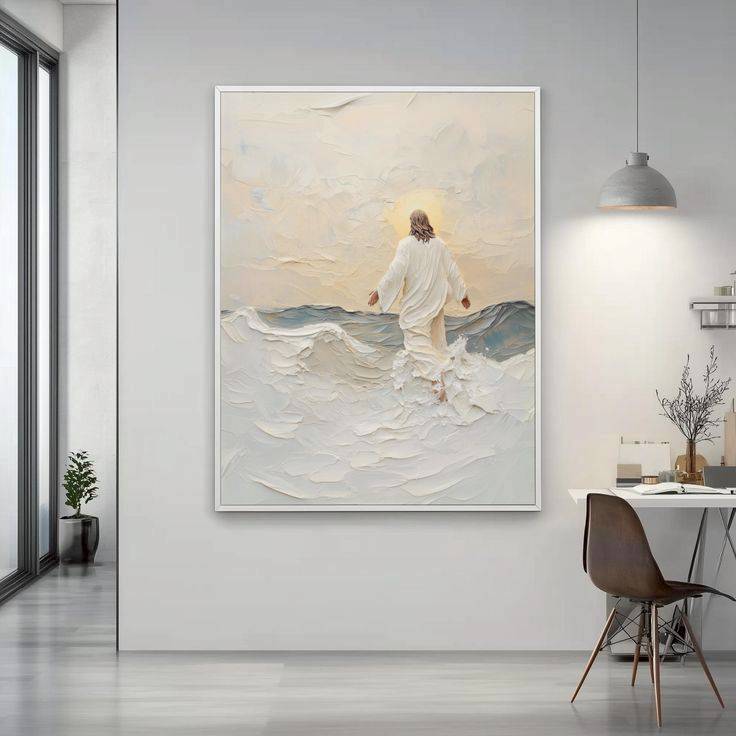 Dekorasi Dinding Kamar 120x60cm Tamu Yesus Kristen, Lukisan Dinding Tuhan, Dekorasi Dinding Mewah, L