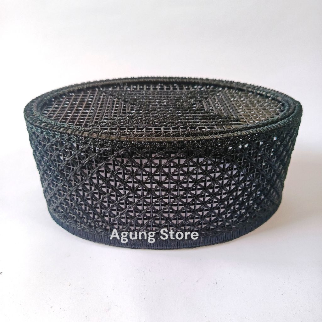 peci rajut malaysia pria dewasa - songkok/kopyah rajut eksklusif hitam / peci rajut premium handmade