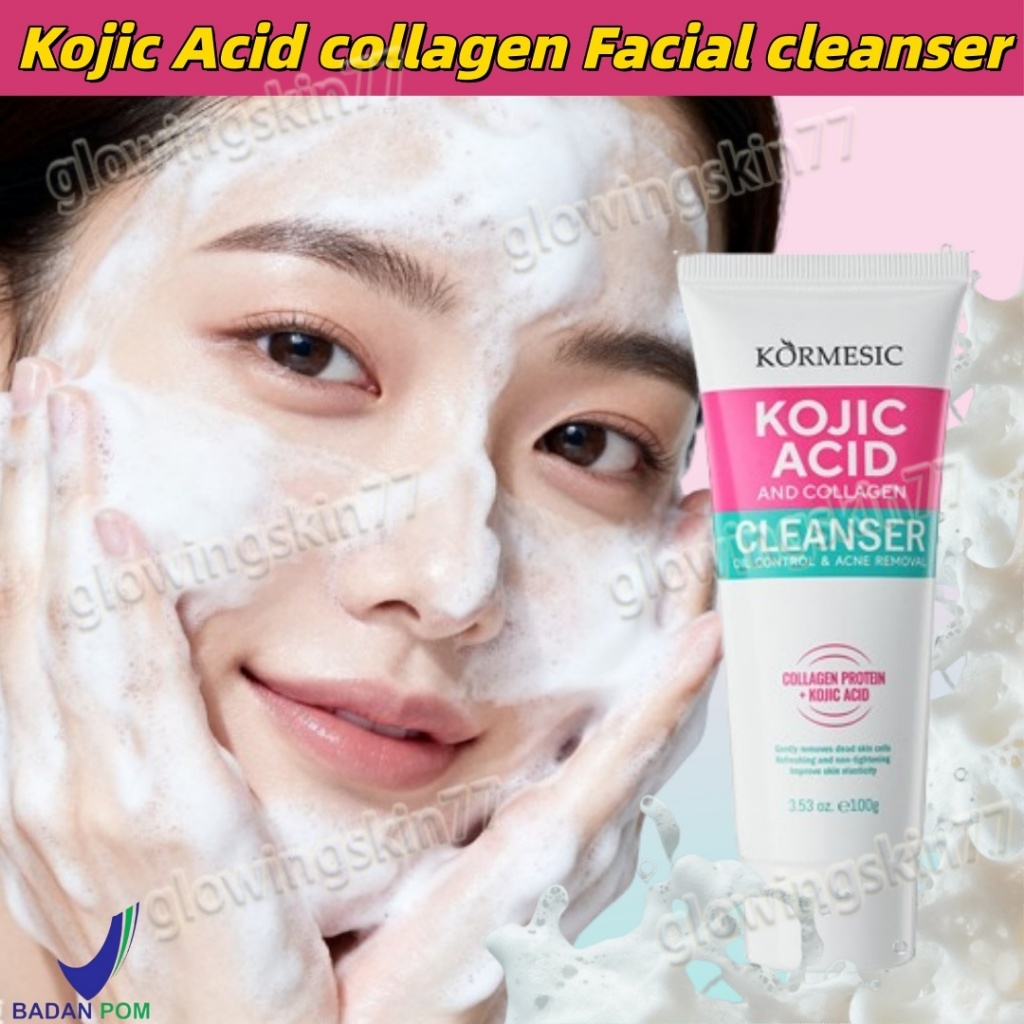 Whitening Facial Wash Kojic Acid & Collagen Pemutih Penghilang Flek Hitam Deep Cleansing Gentle Oil 