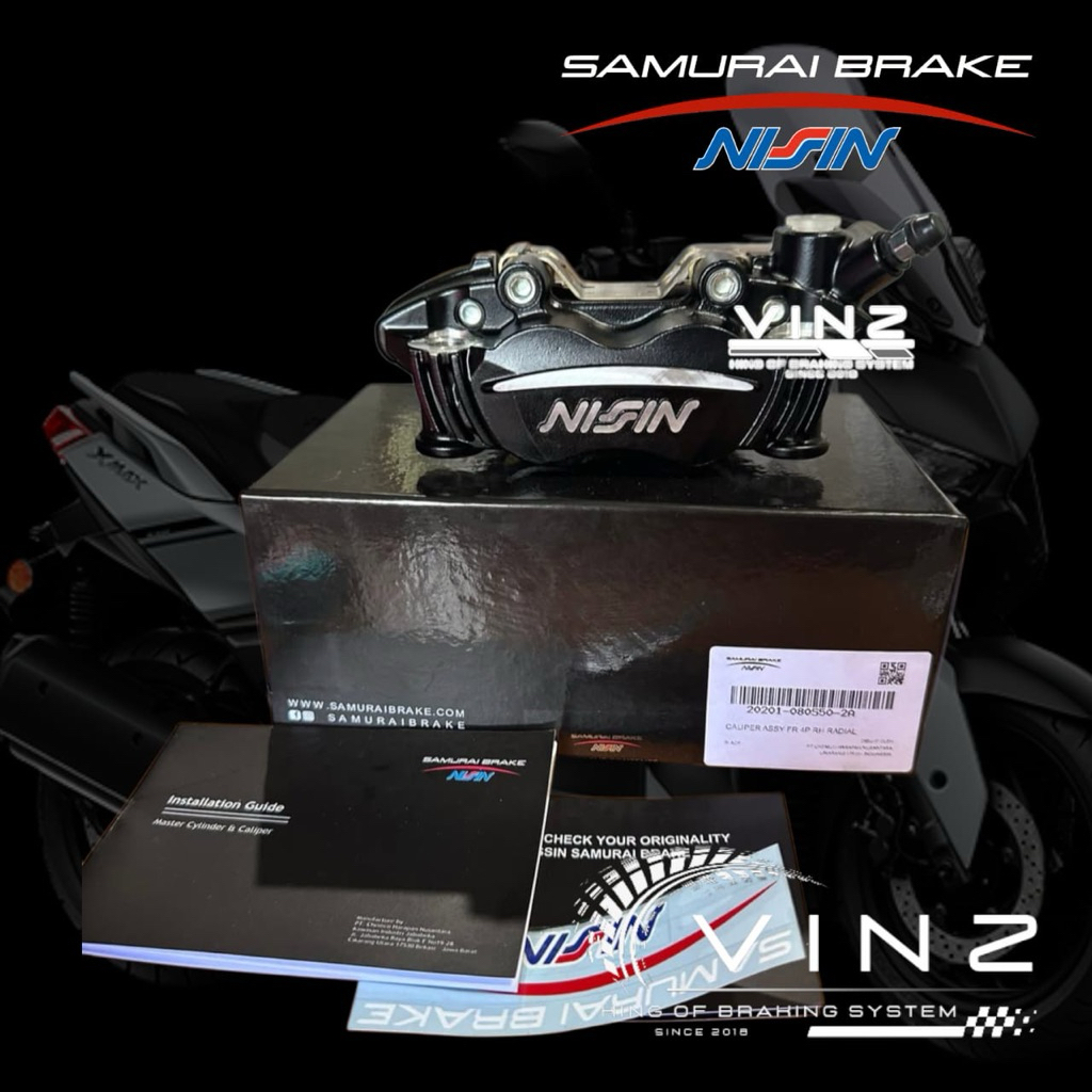 Kaliper 4 Piston Nissin Samurai Radial P-100 // Kaliper Radial Nissin Samurai Pitch 100 Mm Black Whi