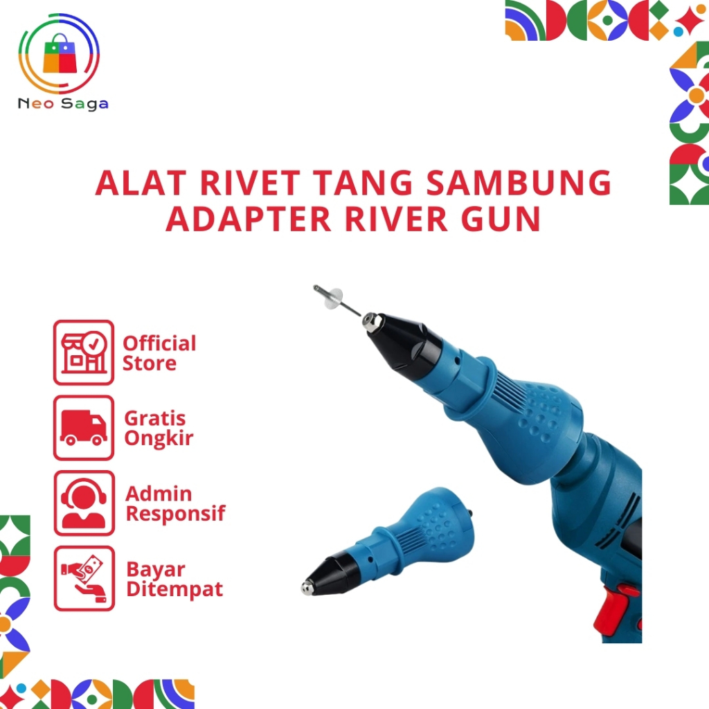 Alat Rivet Tang Rivet Ripet Sambung Konverter Bor Rivet Gun Adapter River Gun Adapter (NEOSAGA)