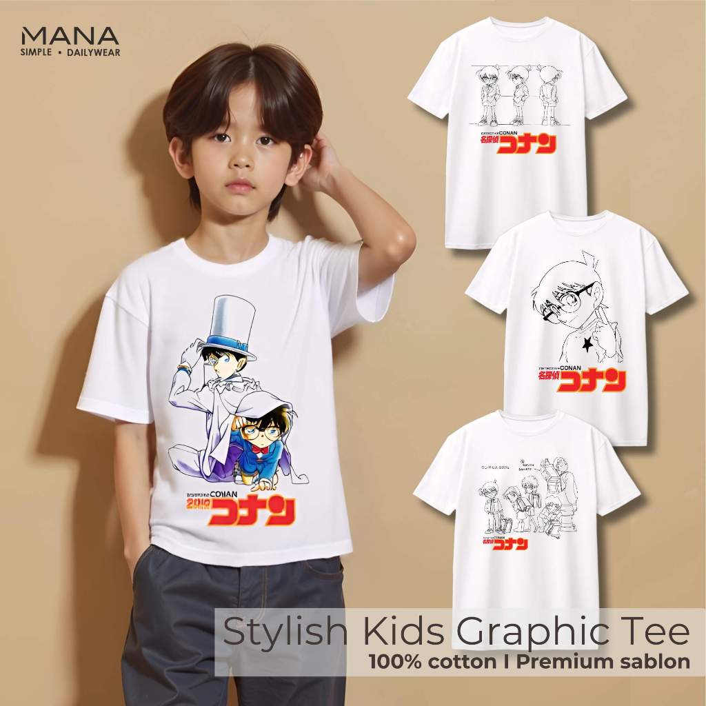 baju Kaos t shirt anime detective conan keren anak laki laki - kaos conan detective anime keren