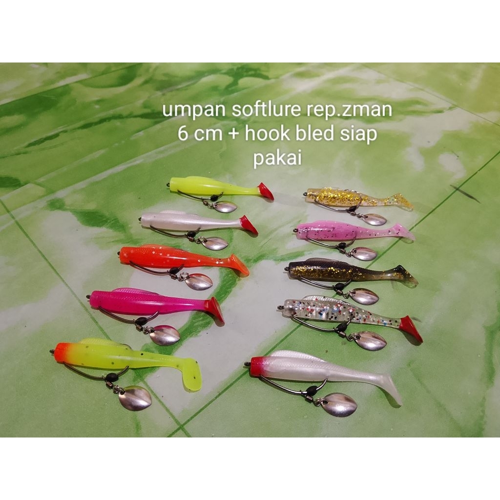 softlure/umpan soft lure rep.zman 6 cm + hook bled siap pakai