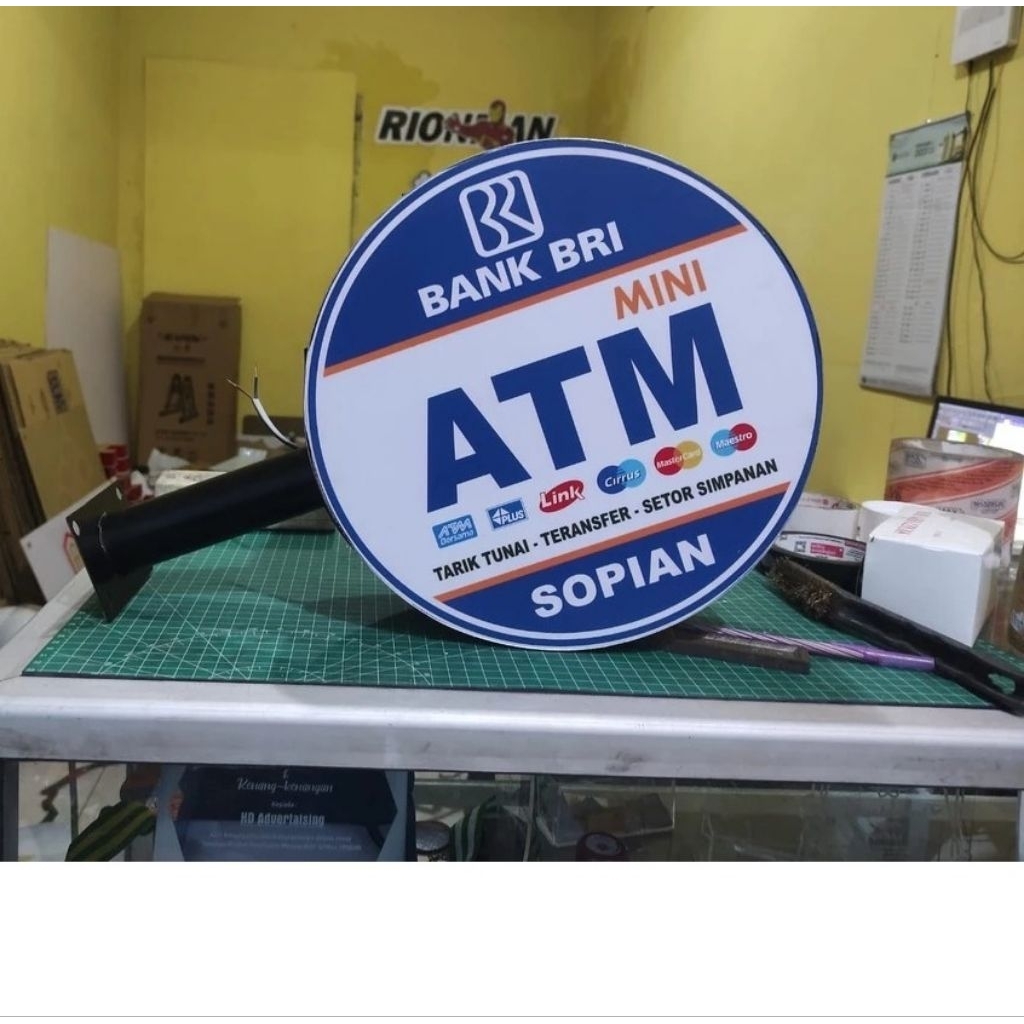 NEON BOX AGEN BRILINK BULAT 2 SISI UKURAN DIAMETER bulat