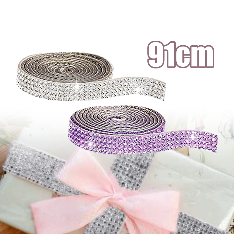 91cm Sticker Kristal Berlian DIY Rhinestone Sticker Bling Bling Sticker Crystal Untuk Dekorasi Mobil