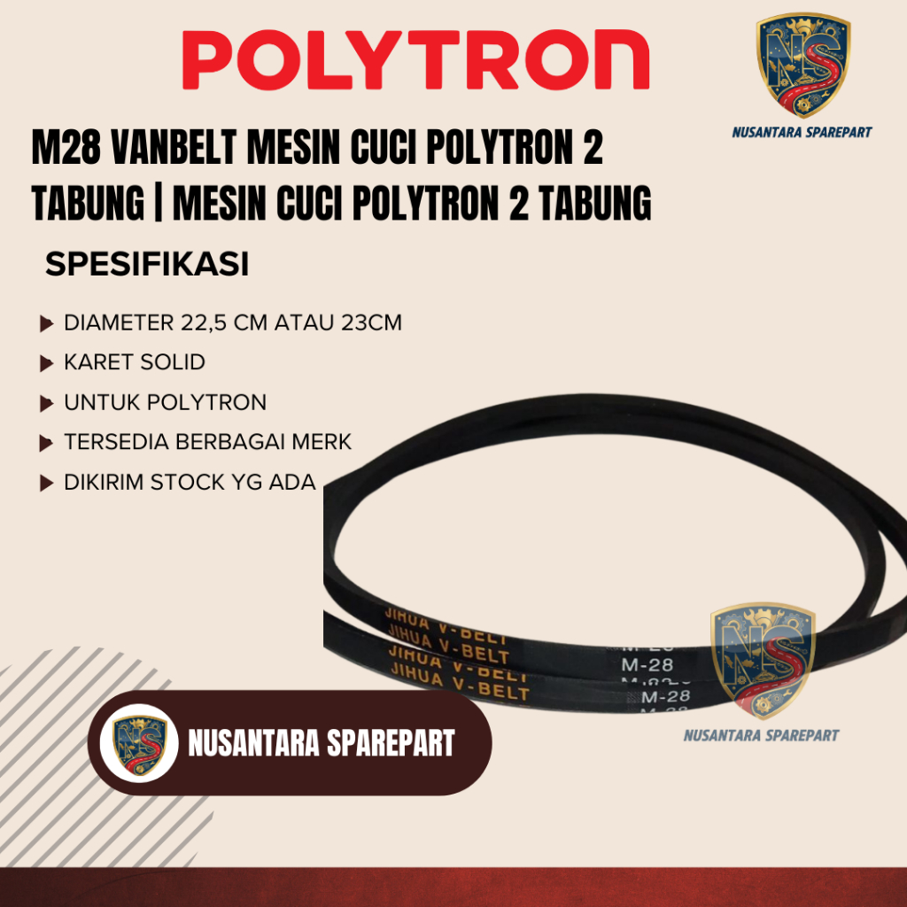 M28 Vanbelt Mesin Cuci Polytron 2 Tabung | Mesin Cuci Polytron 2 Tabung