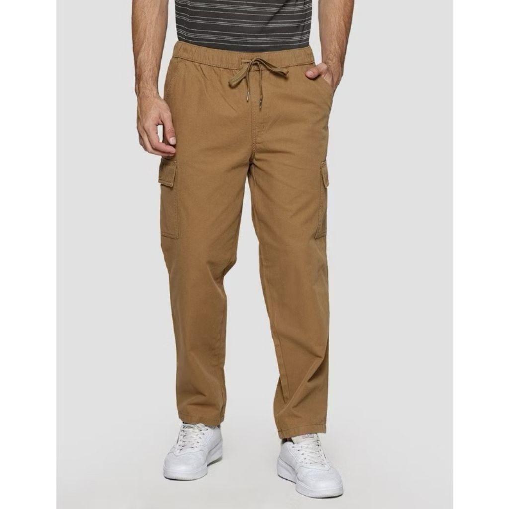 diesel celana Chino panjang Pria pinggang karet branded