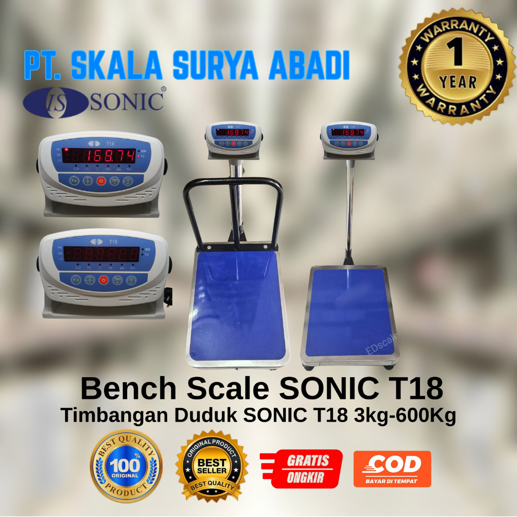 Timbangan Duduk SONIC T18 Cap 3-600kg / Bench Scale SONIC T18 / Timbangan Barang / Timbangan Duduk D