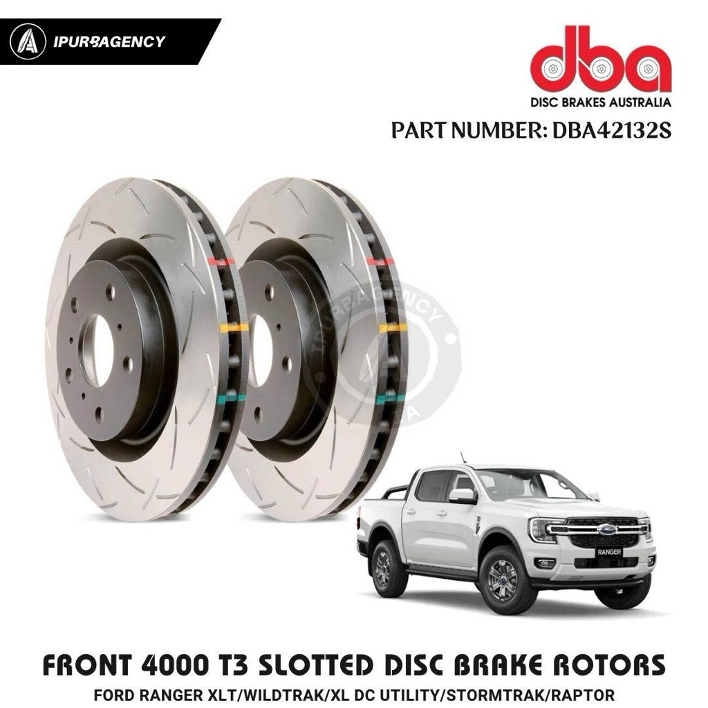 Piringan Cakram Depan - DBA Australia Front 4000 Series Slotted Rotor Series T3 Ford Ranger 11-23 Fr