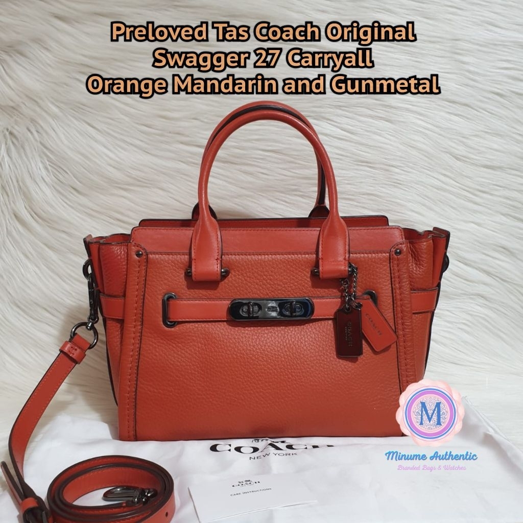Preloved Tas C**Ch Original Swagger 27 Orange Mandarin and Gunmetal